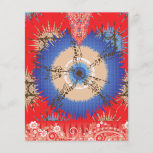 Flyer design de fundo vermelho com círculo azul