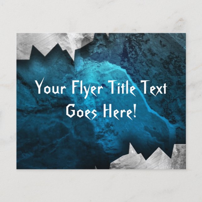 Flyer Design de pedra/metal azul e prateado (Frente)