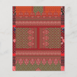 Flyer design de um padrão vermelho e bege