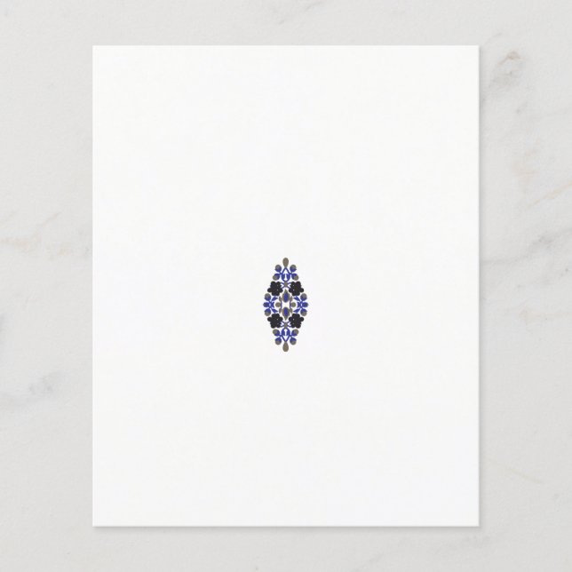 Flyer design de uma flor azul e negra (Frente)