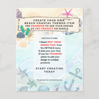 Flyer Design Own Beach Coastal Nautical Event Invitation