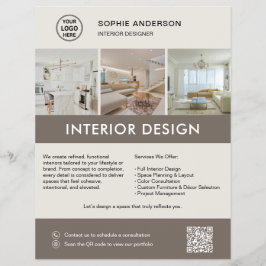 Flyer Designer de Interiores Moderno Marketing Neutro Ta