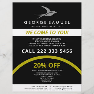 Flyer Detalhamento Automático   Logotipo de pássaro voad