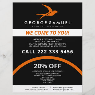 Flyer Detalhamento Automático   Logotipo de pássaro voad