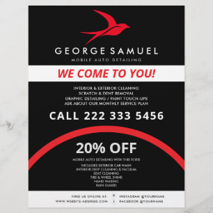 Flyer Detalhamento Automático   Logotipo de pássaro voad