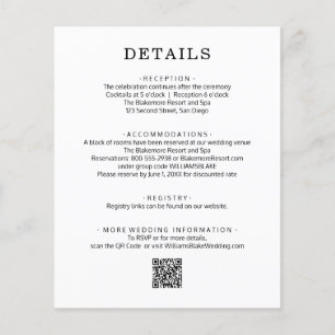 Flyer Detalhes de Casamento com Código QR no Orçamento