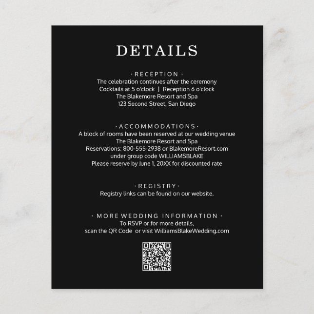 Flyer Detalhes de Casamento com Código QR Orçamento Pret (Frente)