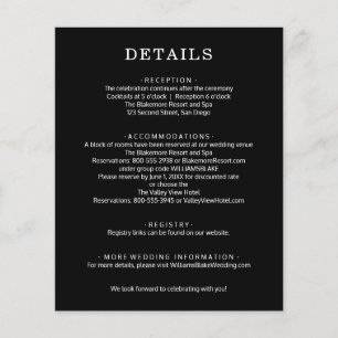 Flyer Detalhes do Casamento Preto e Branco no Orçamento