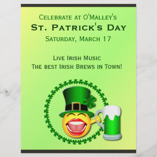 Flyer Dia de São Patrício Emoji Green Beer Irish Pub