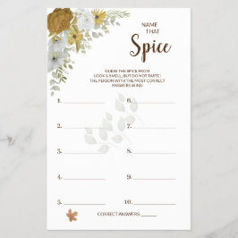 Flyer Diga que Spice Boho Autumn BridalShower Game Card