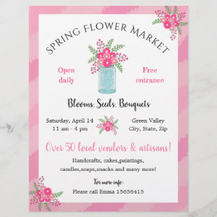 Flyer diversão rosa de Primavera de fornecedor editáve