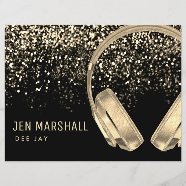 Flyer DJ faux gold foil efeito music (Frente)