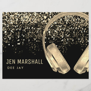 Flyer DJ faux gold foil effect music