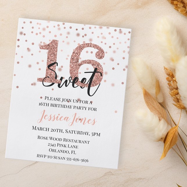 Flyer Doce 16 16 Festa de aniversário do orçamento Doura (Criador carregado)