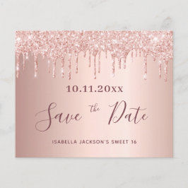 Flyer Doce 16 brilho rosa dourado orçamento Save the Dat