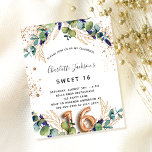 Flyer Doce 16 eucalipto verde convite orçamental<br><div class="desc">Por favor, note que este convite está no papel de folheto e é muito fino. Os envelopes não estão incluídos. Para convites mais espessos (mesmo design) visite nossa loja. Para uma doce 16, 16ª festa de aniversário. Um fundo branco decorado com verde de eucalipto e folhas de ouro. Pontos de...</div>