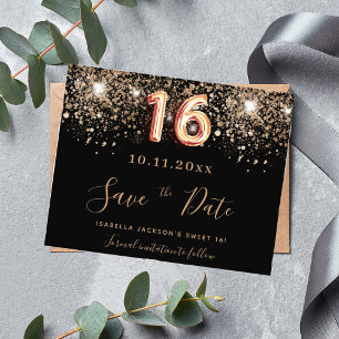 Flyer Doce 16 orçamento de brilho preto para salvar a da