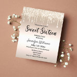 Flyer doce dezesseis ouros pingando relíquias convite<br><div class="desc">elegante doce dezesseis champanhe dourando brilhos convite folheto de cartão</div>