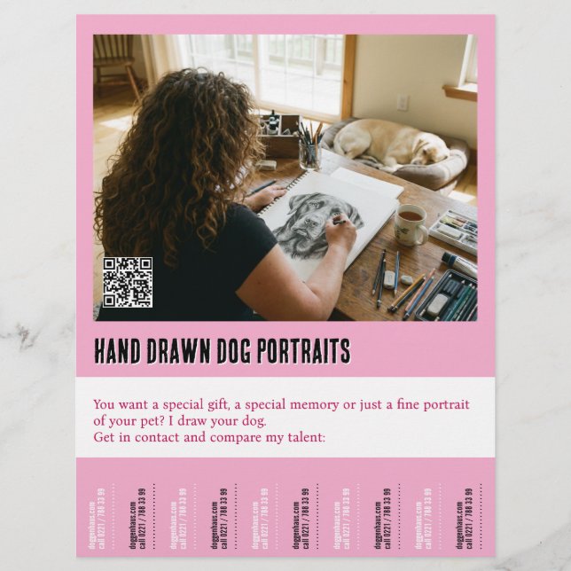 Flyer Dog Portrait Drawing Poster Tear off  (Frente)