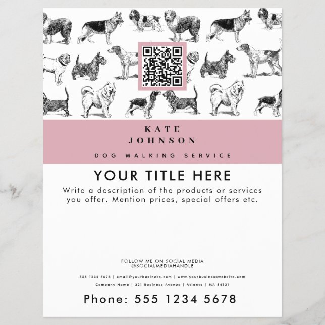 Flyer Dog Walker Grooming Dog Trainer Groomer Business (Frente)