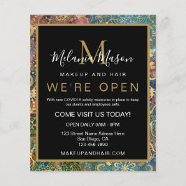 Flyer Dourada aquarela e nebula mandala