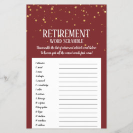 Flyer Dourada Confetti sobre o Burgundy Retirement Word