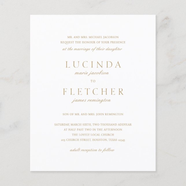 Flyer Dourado Código de QR Orçamento de Casamento Convit (Frente)