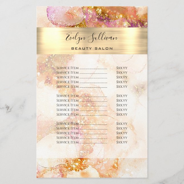 Flyer Dourado Cor de Água Falso Folha de Preço Folha Fol (Frente)