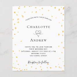 Flyer Dourado coração branco convite para casamento
