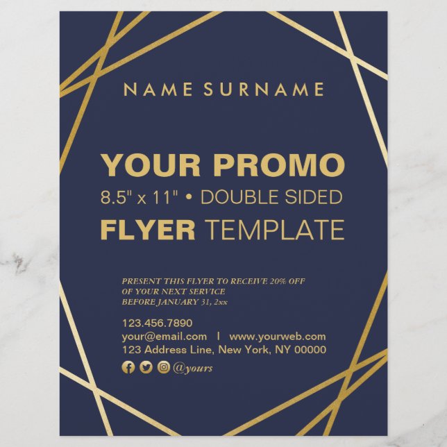 Flyer Dourado geométrico mínimo moderno de 8,5" x 11" (Frente)
