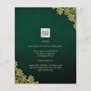 Flyer Dourado Lace Emerald Green All-in-1 Convite de cas