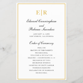 Flyer Dourado Monograma Programa de Casamento de Orçamen