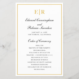 Flyer Dourado Monograma Programa de Casamento de Orçamen