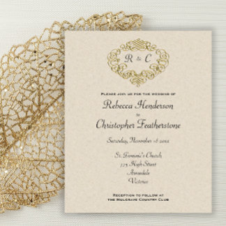 Flyer Dourado Orçamento Convite para Casamento de Crest