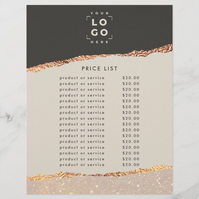 Flyer Dourado rosa código QR preço elegante moderno femi (Frente)