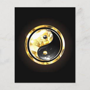 Flyer Dourado Yin Yang a preto