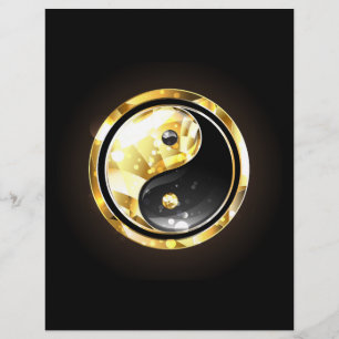 Flyer Dourado Yin Yang a preto