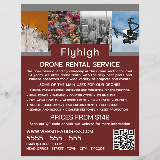Flyer Drone Collage Banner, Drone Rental Company (Frente)