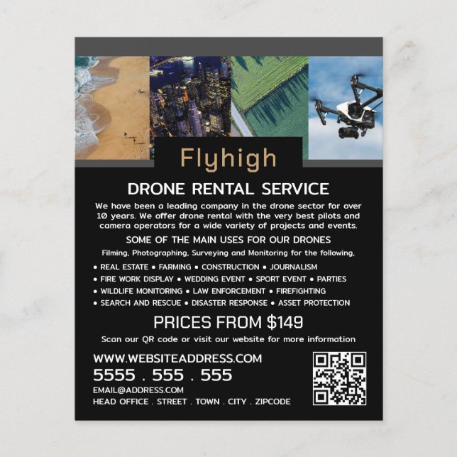 Flyer Drone Collage Banner, Drone Rental Company (Frente)