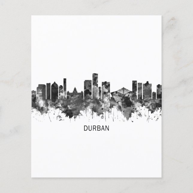 Flyer Durban South Africa Skyline BW (Frente)