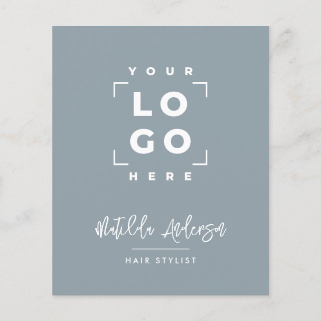 Flyer Dusty azul elegante, código QR de preço feminino m (Verso)