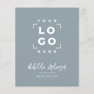 Flyer Dusty azul elegante, código QR de preço feminino m