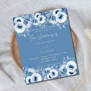 Flyer Dusty azul floral convite para casamento