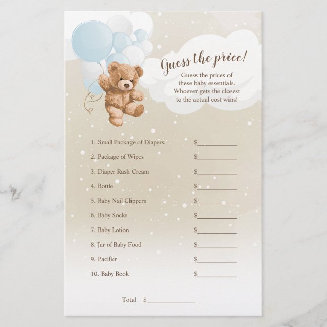 Flyer Dusty Blue Balloon Teddy Bear Adivinha O Jogo Do P (Frente)