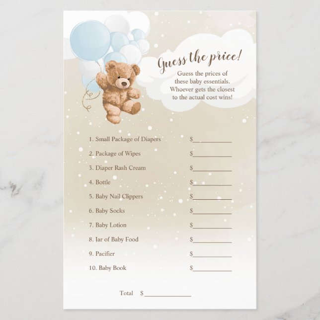 Flyer Dusty Blue Balloon Teddy Bear Adivinha O Jogo Do P (Frente)