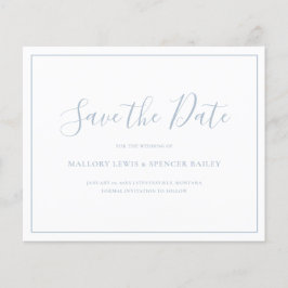 Flyer Dusty Blue Budget Casamento Salvar Data
