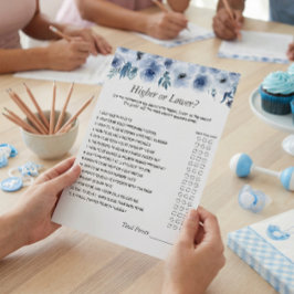 Flyer Dusty Blue O Jogo do Chá de fraldas do Desafio Num