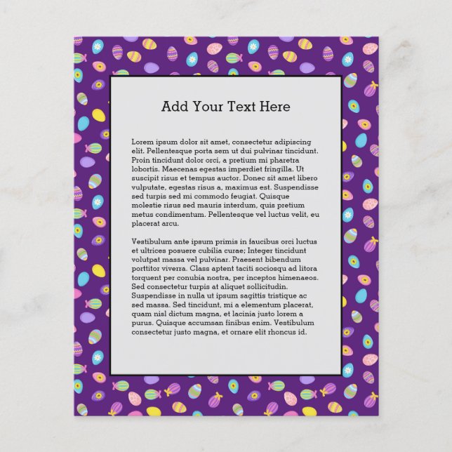 Flyer Easter Egg Style Purple Background Art Pattern (Frente)