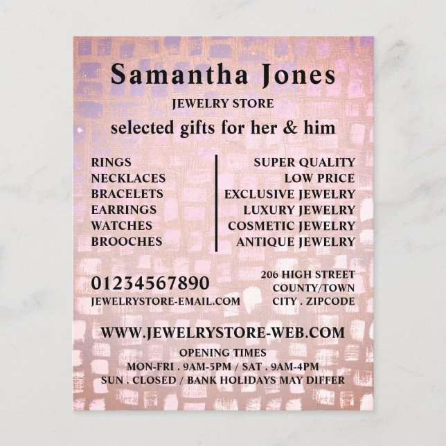 Flyer Efeito Mosaico, Loja de Joias (Frente)