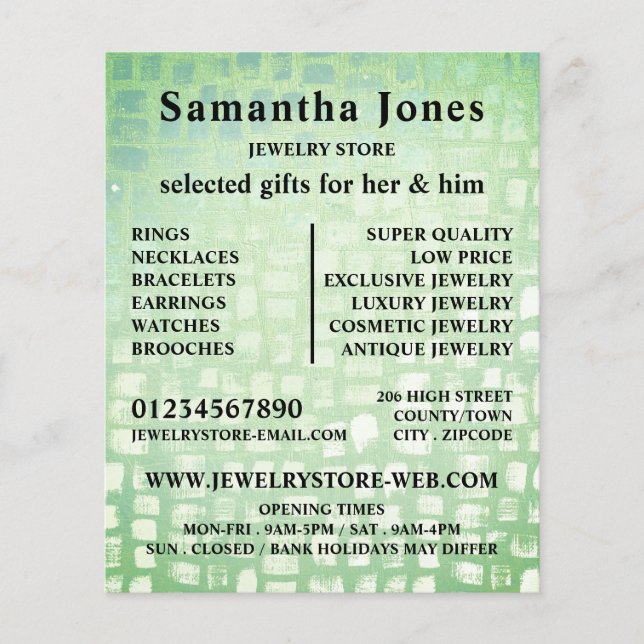 Flyer Efeito Mosaico, Loja de Joias (Frente)